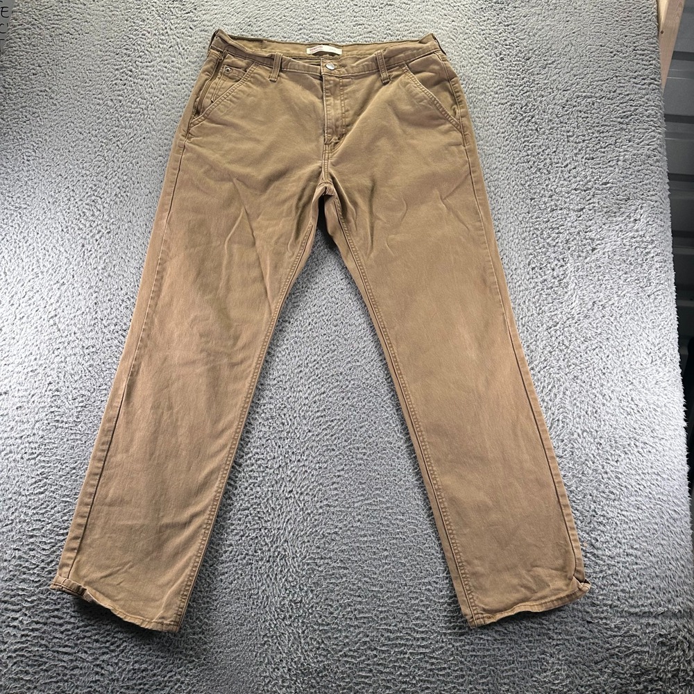 Signature By Levi Strauss Pant Mens 34x32 Brown Cotton Khakis Straight Athletic